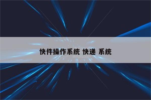 快件操作系统 快递 系统