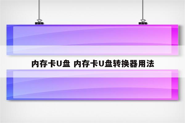 内存卡U盘 内存卡U盘转换器用法