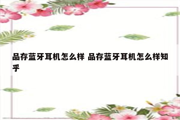 品存蓝牙耳机怎么样 品存蓝牙耳机怎么样知乎