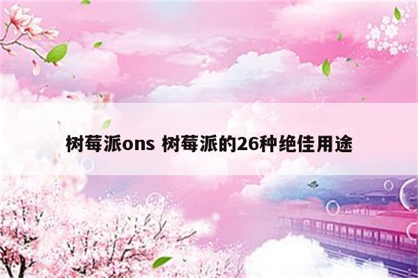 树莓派ons 树莓派的26种绝佳用途