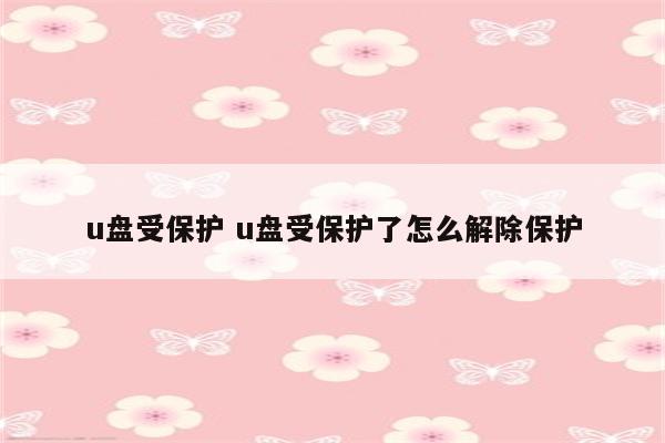 u盘受保护 u盘受保护了怎么解除保护
