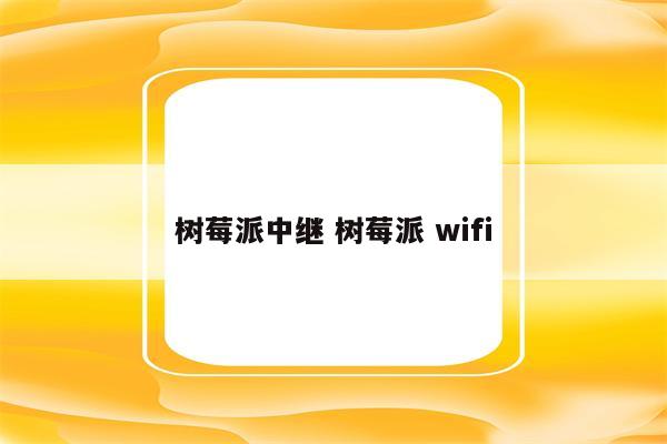 树莓派中继 树莓派 wifi