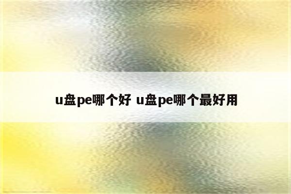 u盘pe哪个好 u盘pe哪个最好用