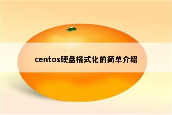 centos硬盘格式化的简单介绍