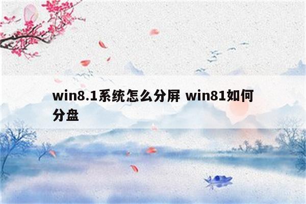 win8.1系统怎么分屏 win81如何分盘