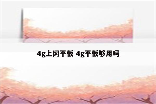 4g上网平板 4g平板够用吗