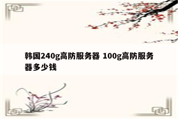 韩国240g高防服务器 100g高防服务器多少钱