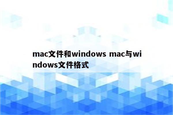 mac文件和windows mac与windows文件格式