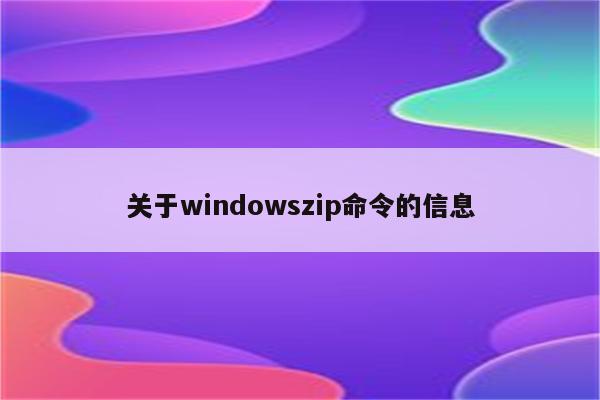 关于windowszip命令的信息