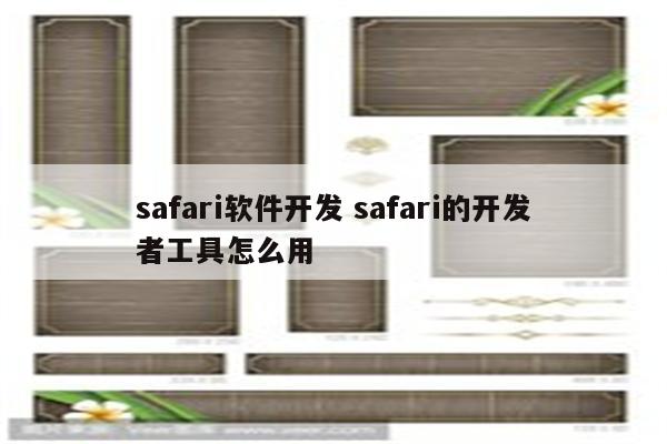 safari软件开发 safari的开发者工具怎么用