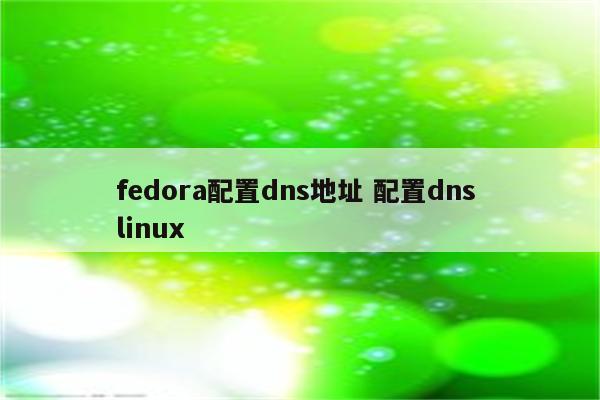 fedora配置dns地址 配置dns linux