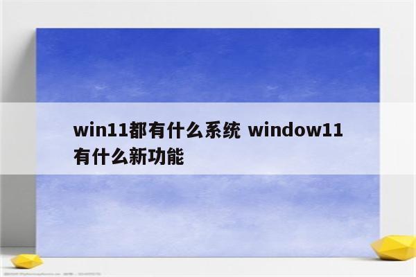 win11都有什么系统 window11有什么新功能