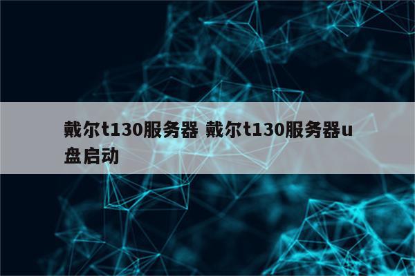 戴尔t130服务器 戴尔t130服务器u盘启动