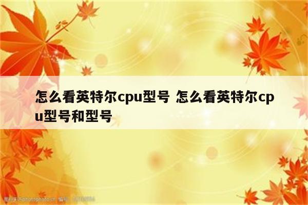 怎么看英特尔cpu型号 怎么看英特尔cpu型号和型号