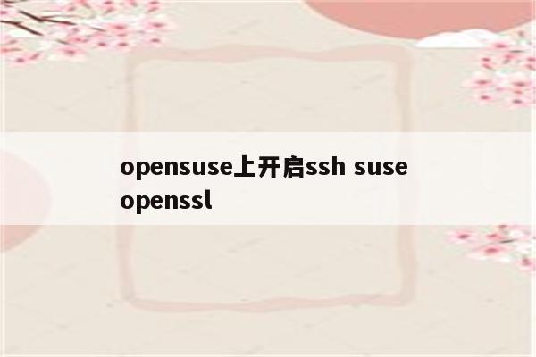 opensuse上开启ssh suse openssl