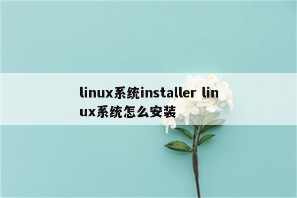 linux系统installer linux系统怎么安装