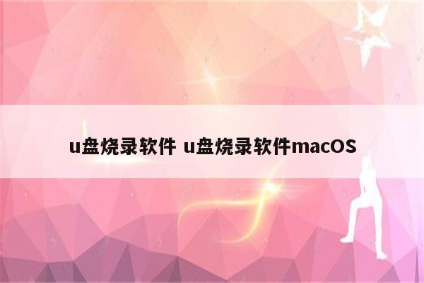 u盘烧录软件 u盘烧录软件macOS