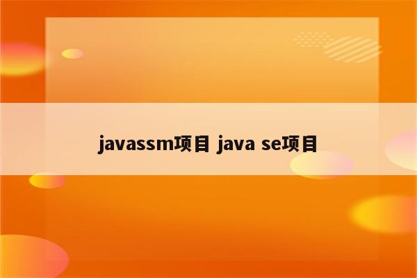 javassm项目 java se项目