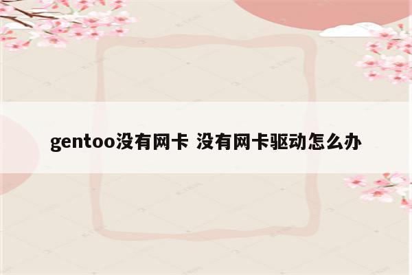 gentoo没有网卡 没有网卡驱动怎么办