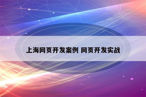 上海网页开发案例 网页开发实战