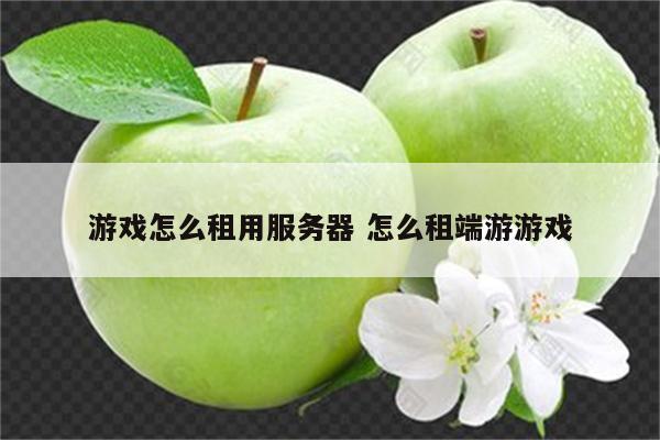 游戏怎么租用服务器 怎么租端游游戏