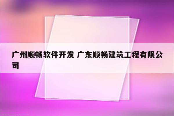 广州顺畅软件开发 广东顺畅建筑工程有限公司