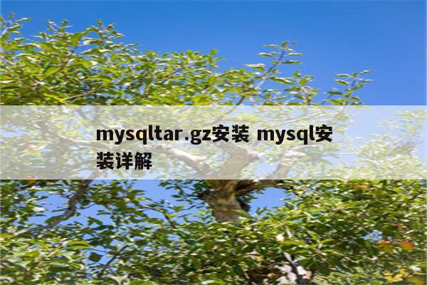 mysqltar.gz安装 mysql安装详解