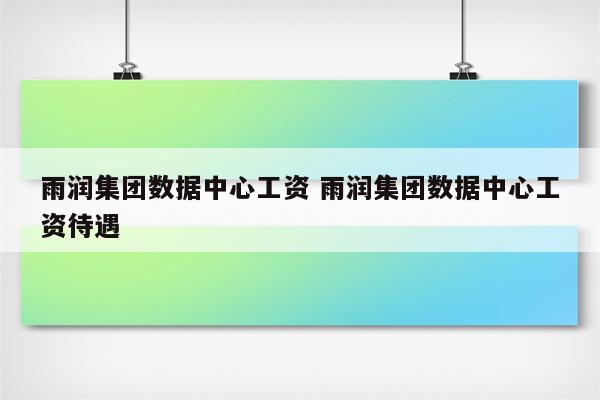 雨润集团数据中心工资 雨润集团数据中心工资待遇