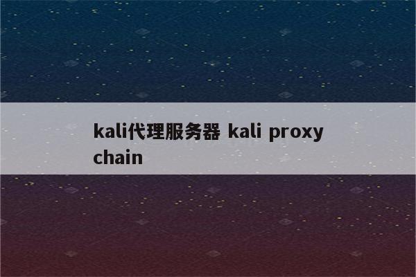 kali代理服务器 kali proxychain