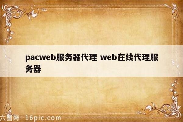 pacweb服务器代理 web在线代理服务器