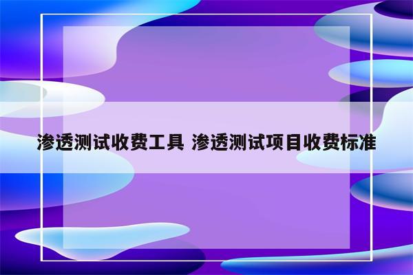 渗透测试收费工具 渗透测试项目收费标准