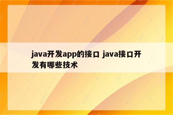 java开发app的接口 java接口开发有哪些技术