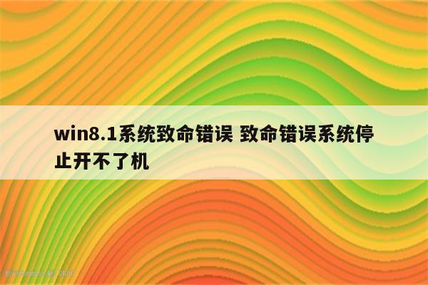 win8.1系统致命错误 致命错误系统停止开不了机