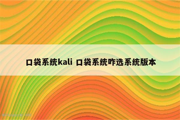 口袋系统kali 口袋系统咋选系统版本