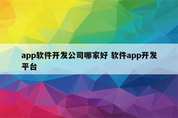 app软件开发公司哪家好 软件app开发平台