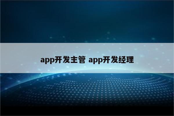 app开发主管 app开发经理