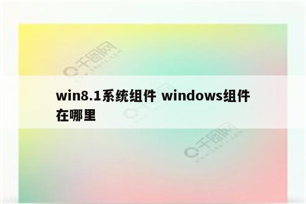 win8.1系统组件 windows组件在哪里