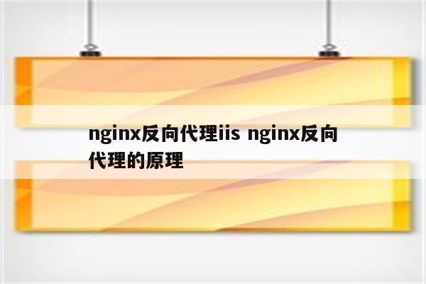 nginx反向代理iis nginx反向代理的原理