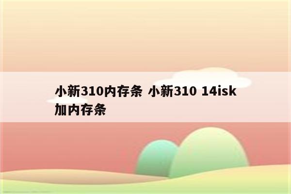 小新310内存条 小新310 14isk加内存条