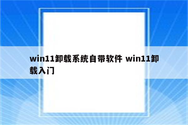 win11卸载系统自带软件 win11卸载入门