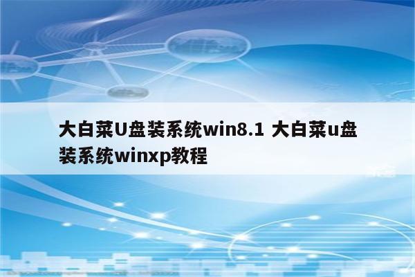 大白菜U盘装系统win8.1 大白菜u盘装系统winxp教程