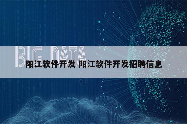 阳江软件开发 阳江软件开发招聘信息