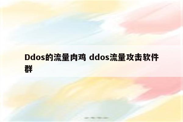 Ddos的流量肉鸡 ddos流量攻击软件群