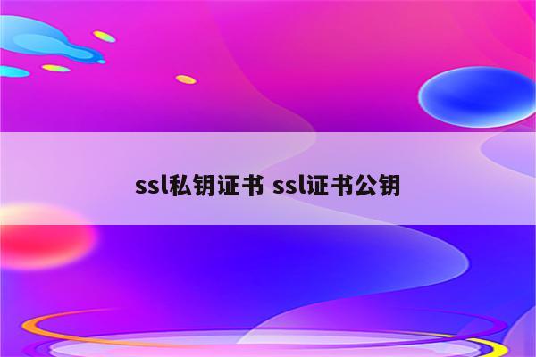 ssl私钥证书 ssl证书公钥