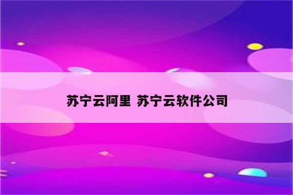 苏宁云阿里 苏宁云软件公司