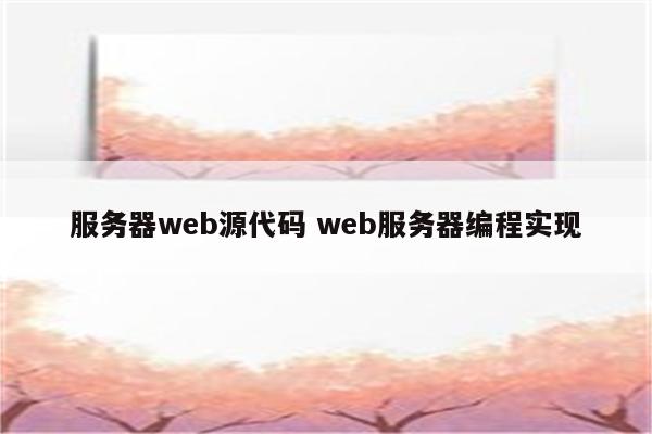 服务器web源代码 web服务器编程实现