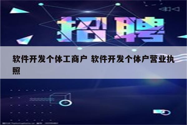 软件开发个体工商户 软件开发个体户营业执照