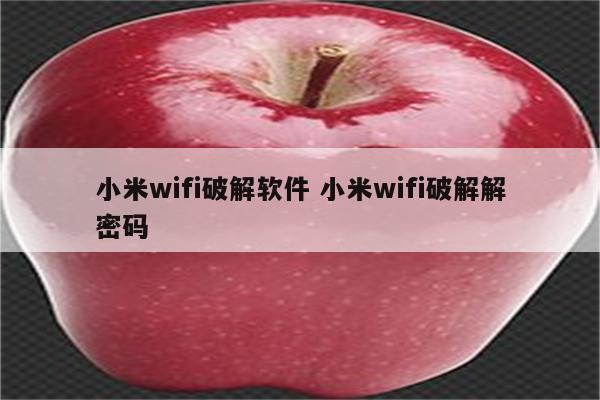 小米wifi破解软件 小米wifi破解解密码