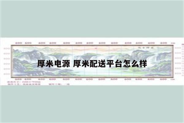 厚米电源 厚米配送平台怎么样