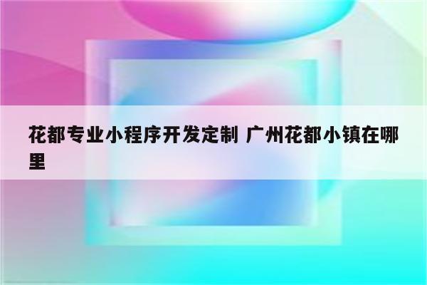 花都专业小程序开发定制 广州花都小镇在哪里